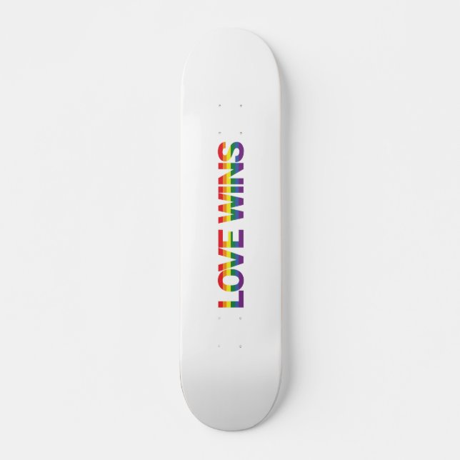 Modern, simple, colourful, vibrant design Love Win Skateboard (Front)