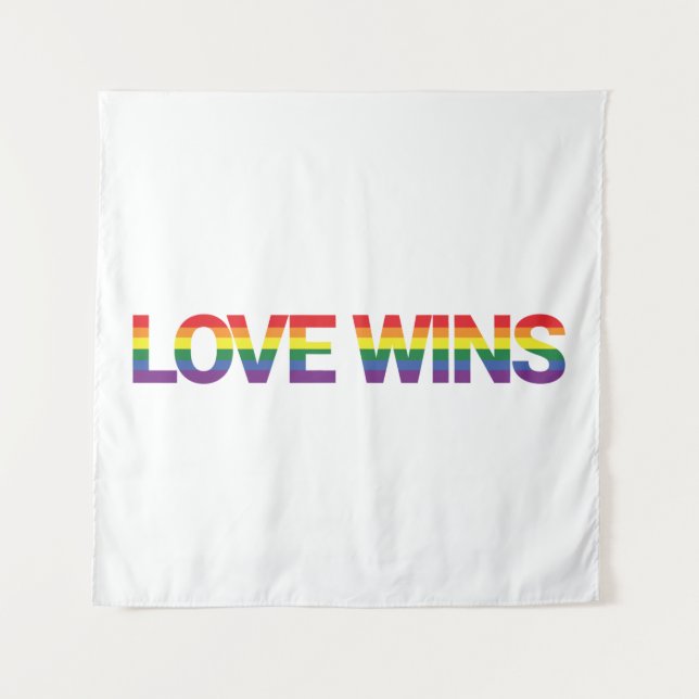 Modern, simple, colourful, vibrant design Love Win Tapestry (Front)