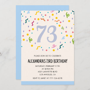 Modern Simple Confetti 73rd birthday invitations 