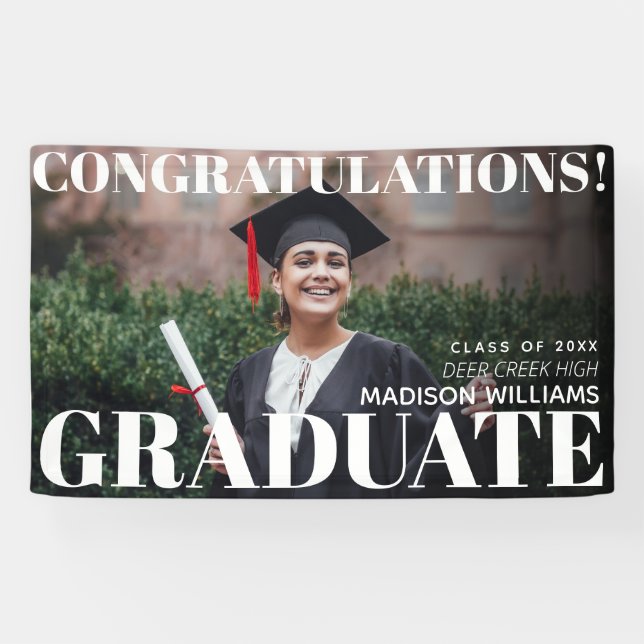 Modern Simple Congrats Graduation Photo Banner (Horizontal)