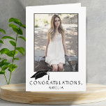 Modern Simple Congratulations Graduation Photo Card<br><div class="desc">Modern and Simple Black and White Congratulations Graduation Card with a Graduate Name and a Photo. Graduation card with graduation cap, text Congratulations, a name and a photo of the graduate on the front side - personalise with your name and your photo. Personalise the text inside the card to suit...</div>