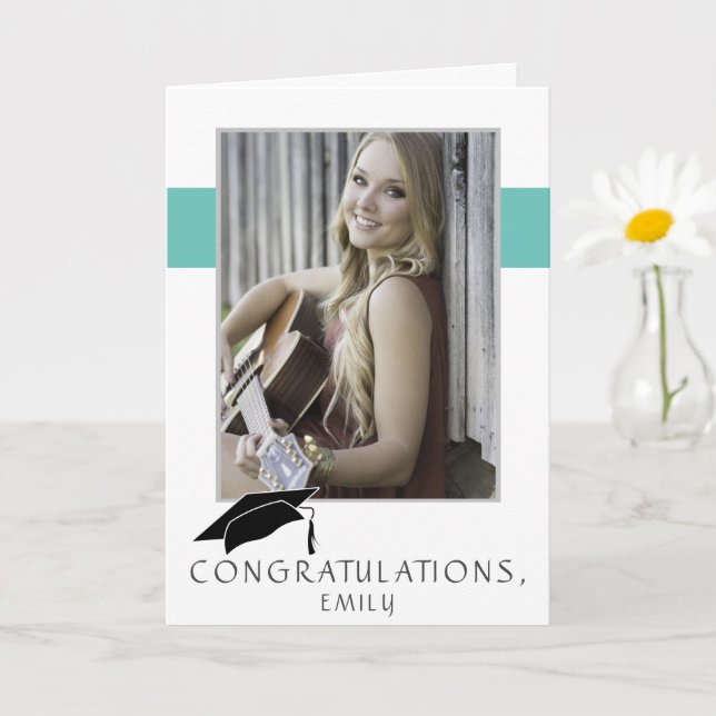 Modern Simple Congratulations Graduation Photo Card (Small Plant)