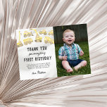 Modern Simple Construction Photo First Birthday Thank You Card<br><div class="desc">Modern Simple Construction Photo First Birthday Thank You Card</div>