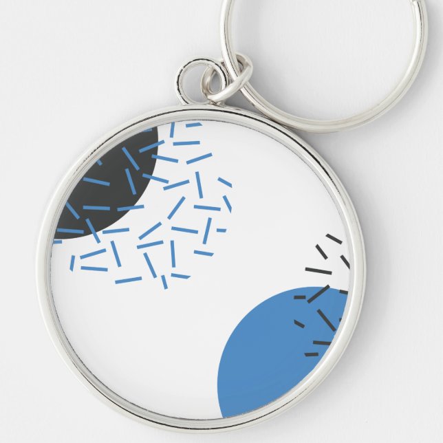 Modern, simple, cool, abstract, graphic pattern key ring (Front)