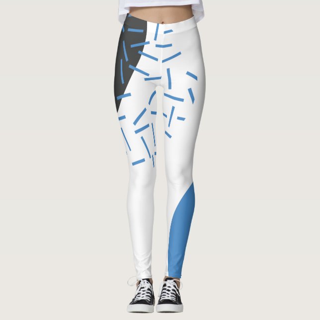 Modern, simple, cool, abstract, graphic pattern leggings (Front)