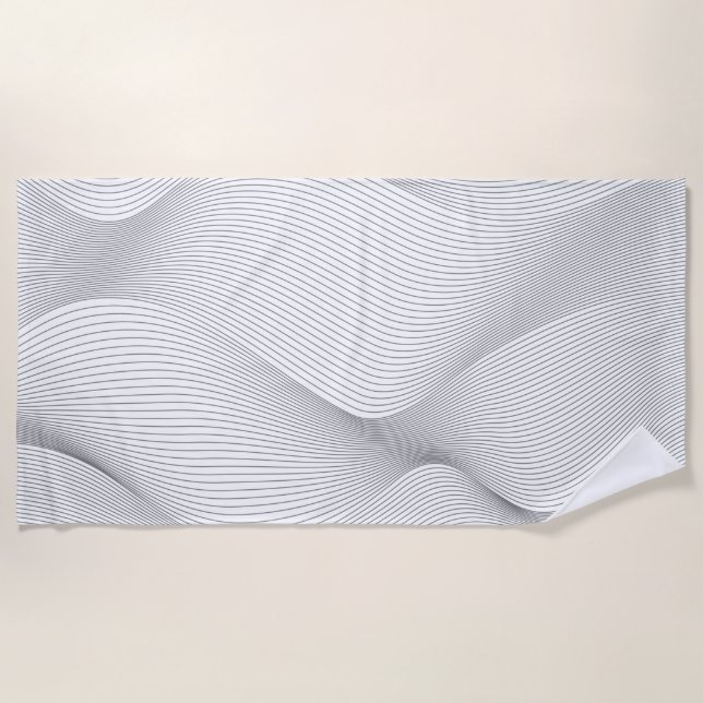 Modern, simple, cool, abstract motion wave pattern beach towel (Front)