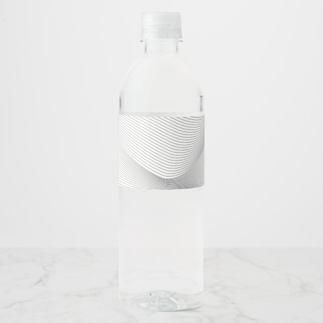 Modern, simple, cool, abstract motion wave pattern water bottle label (Front)