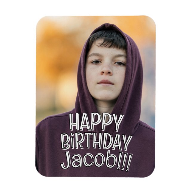 Modern Simple Cool Custom Photo Birthday Greeting Magnet (Vertical)