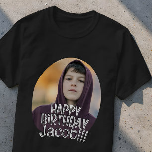 Modern Simple Cool Custom Photo Birthday Greeting T-Shirt