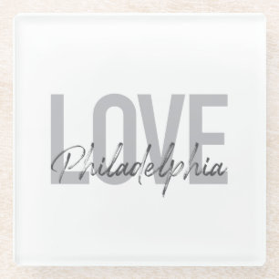 Modern, simple, cool, design Love Philadelphia Glass Coaster