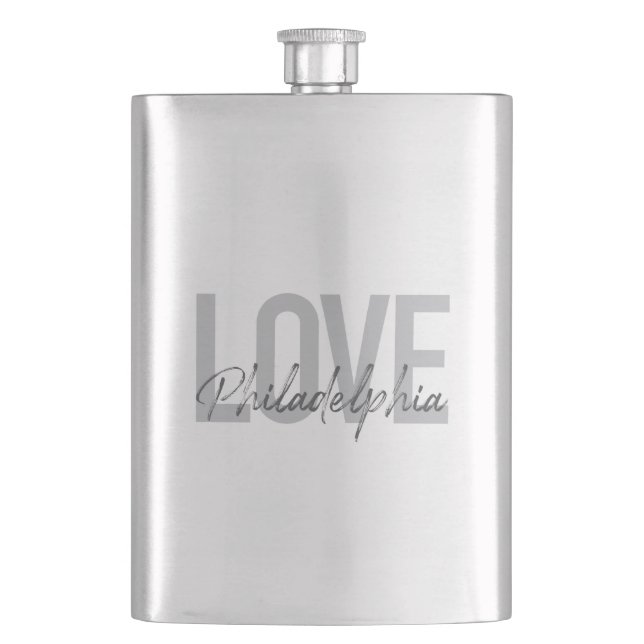 Modern, simple, cool, design Love Philadelphia Hip Flask (Front)