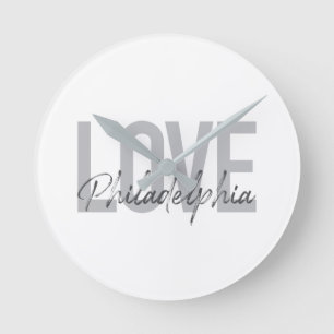 Modern, simple, cool, design Love Philadelphia Round Clock