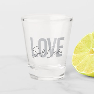 Modern, simple, cool design Love South Carolina Shot Glass