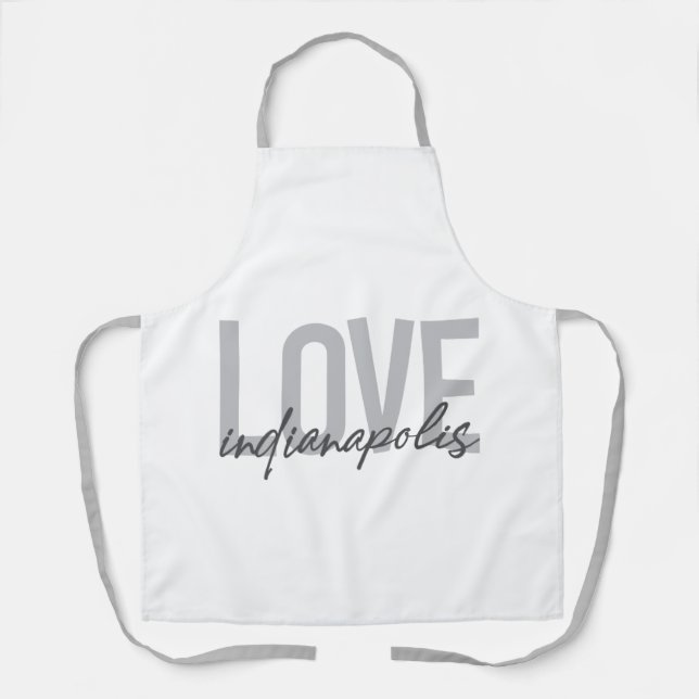 Modern, simple, cool design of Love Indianapolis Apron (Front)