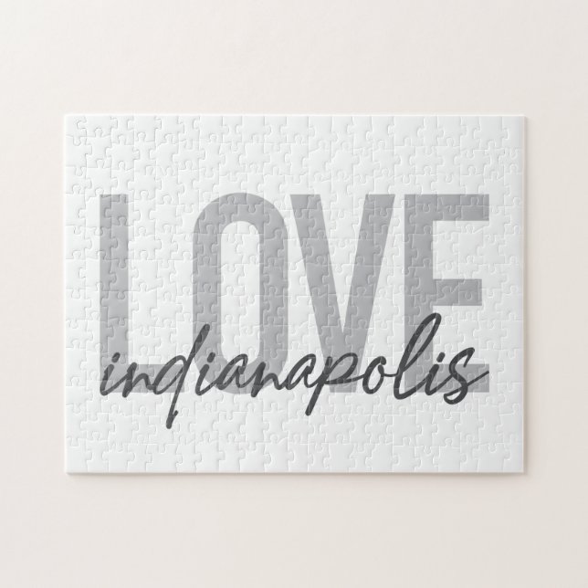 Modern, simple, cool design of Love Indianapolis Jigsaw Puzzle (Horizontal)