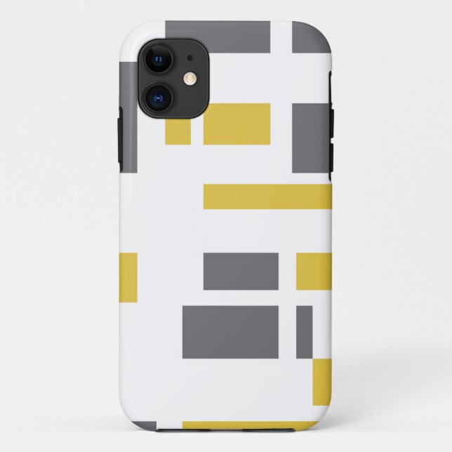 Modern, simple, cool geometric yellow grey pattern Case-Mate iPhone case (Back)
