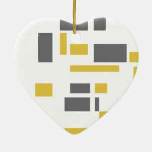 Modern, simple, cool geometric yellow grey pattern ceramic ornament