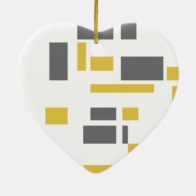 Modern, simple, cool geometric yellow grey pattern ceramic ornament (Back)