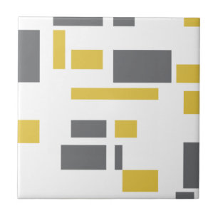 Modern, simple, cool geometric yellow grey pattern ceramic tile