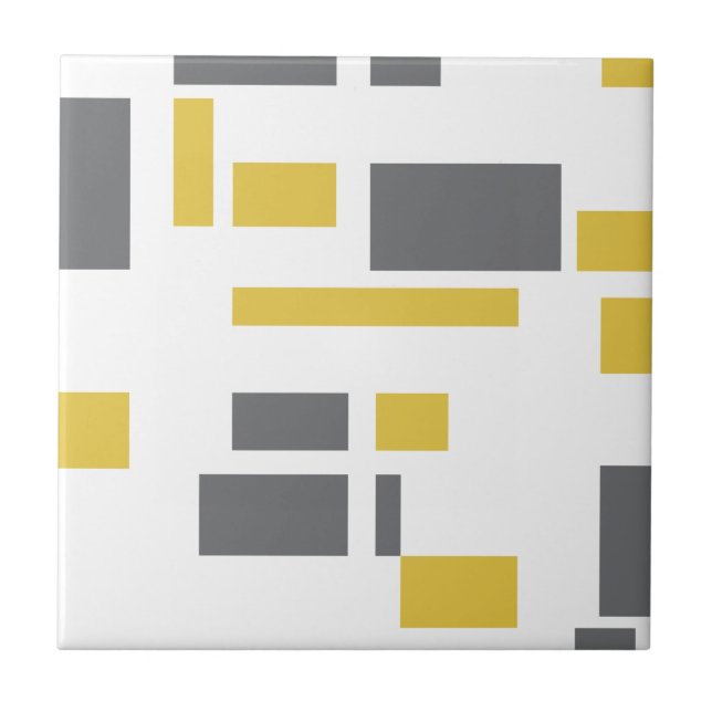 Modern, simple, cool geometric yellow grey pattern ceramic tile (Front)