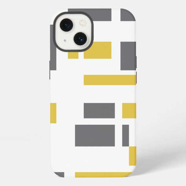 Modern, simple, cool geometric yellow grey pattern iPhone case (Back)