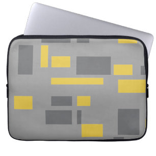 Modern, simple, cool geometric yellow grey pattern laptop sleeve