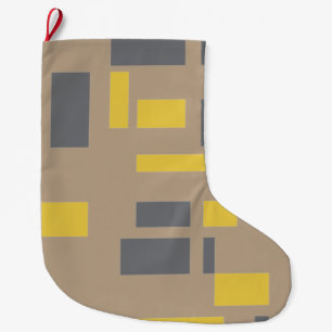 Modern, simple, cool geometric yellow grey pattern large christmas stocking