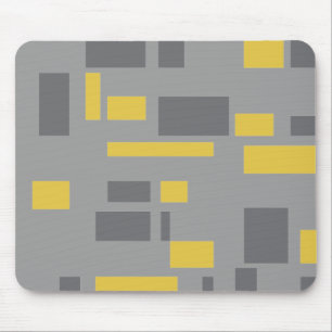Modern, simple, cool geometric yellow grey pattern mouse pad