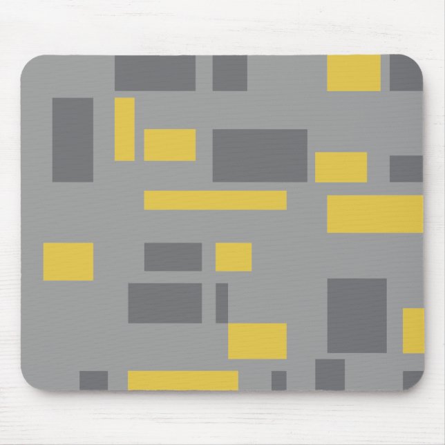 Modern, simple, cool geometric yellow grey pattern mouse pad (Front)