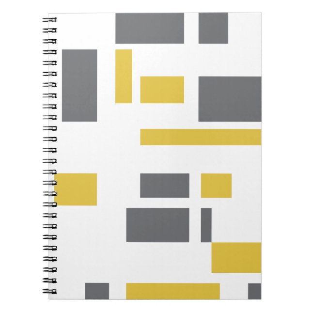 Modern, simple, cool geometric yellow grey pattern notebook (Front)