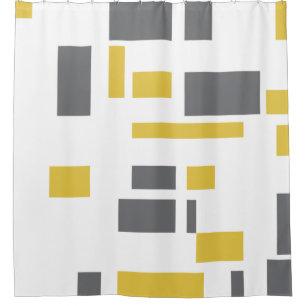 Modern, simple, cool geometric yellow grey pattern shower curtain