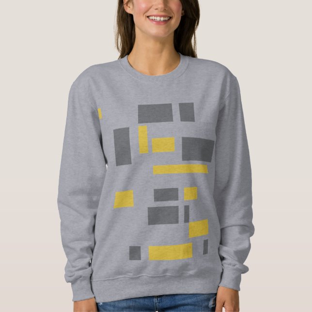 Modern, simple, cool geometric yellow grey pattern sweatshirt (Front)