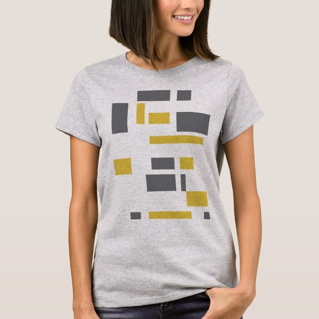 Modern, simple, cool geometric yellow grey pattern T-Shirt (Front)