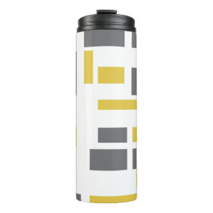 Modern, simple, cool geometric yellow grey pattern thermal tumbler