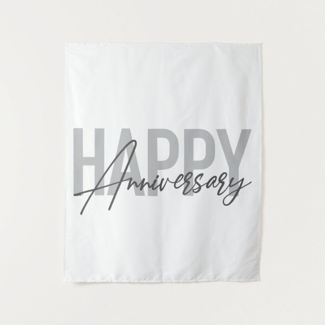 Modern, simple, cool typography Happy Anniversary Tapestry (Front)