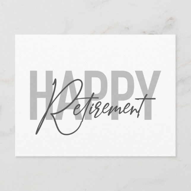 Modern, simple, cool typography Happy Retirement Postcard (Front)
