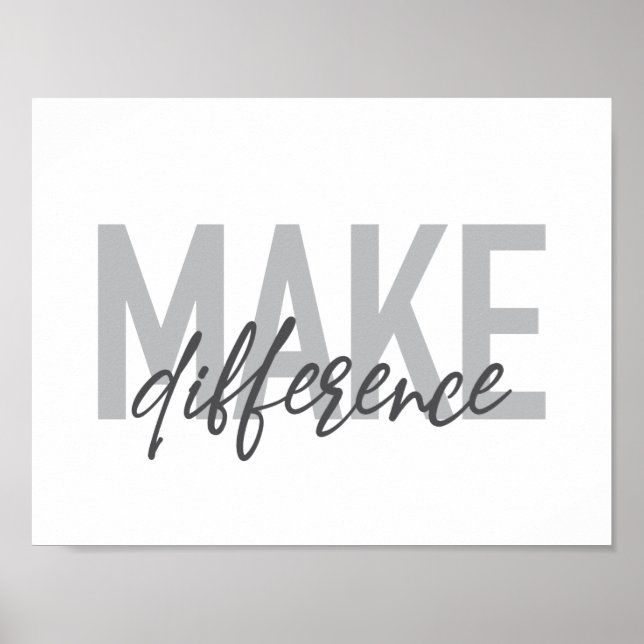 Modern, simple, cool typography Make Difference Poster (Front)