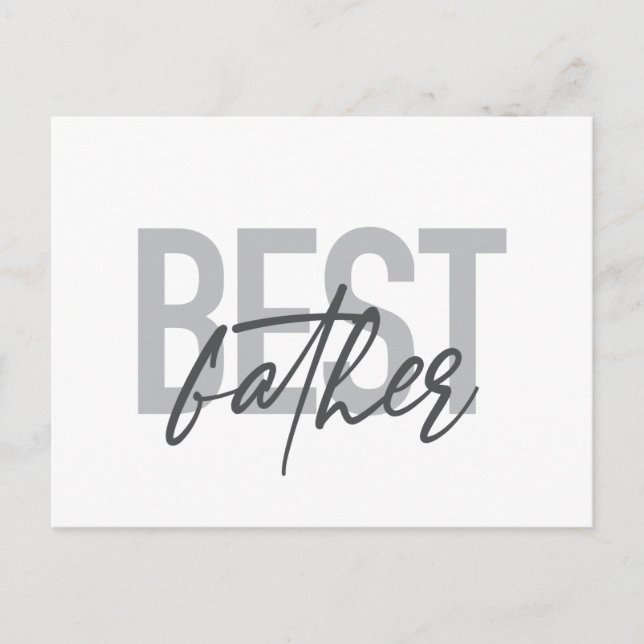 Modern, simple, cool typography of Best Father Postcard (Front)
