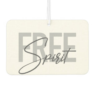 Modern, simple, cool typography of Free Spirit Car Air Freshener