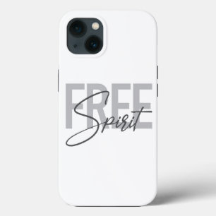 Modern, simple, cool typography of Free Spirit iPhone 13 Case