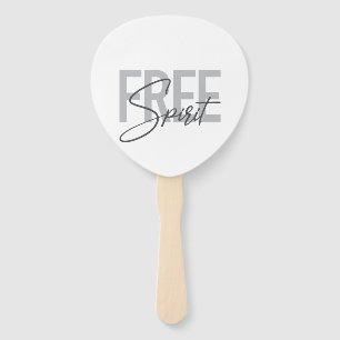 Modern, simple, cool typography of Free Spirit Hand Fan