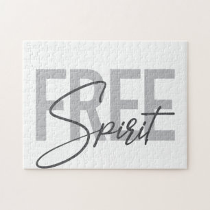 Modern, simple, cool typography of Free Spirit Jigsaw Puzzle