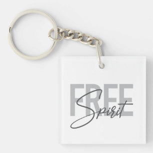 Modern, simple, cool typography of Free Spirit Key Ring