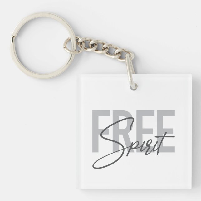 Modern, simple, cool typography of Free Spirit Key Ring (Front)