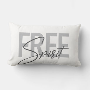 Modern, simple, cool typography of Free Spirit Lumbar Cushion