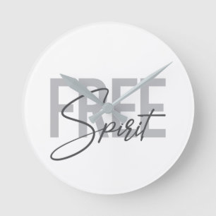 Modern, simple, cool typography of Free Spirit Round Clock