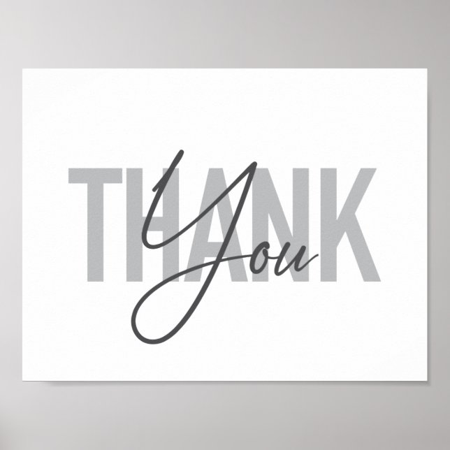 Modern, simple, cool typography of Thank You Poster (Front)