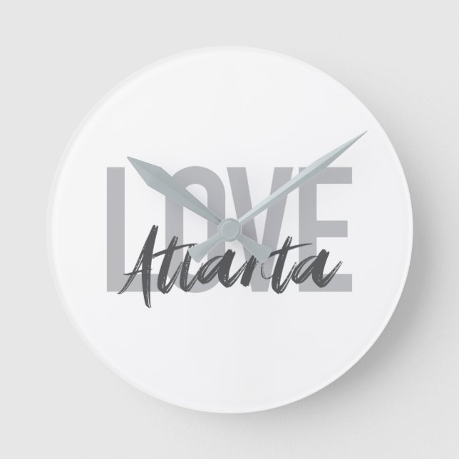 Modern, simple, cool, urban design Love Atlanta Round Clock (Front)