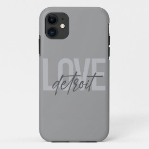 Modern, simple, cool, urban design Love Detroit iPhone 11 Case