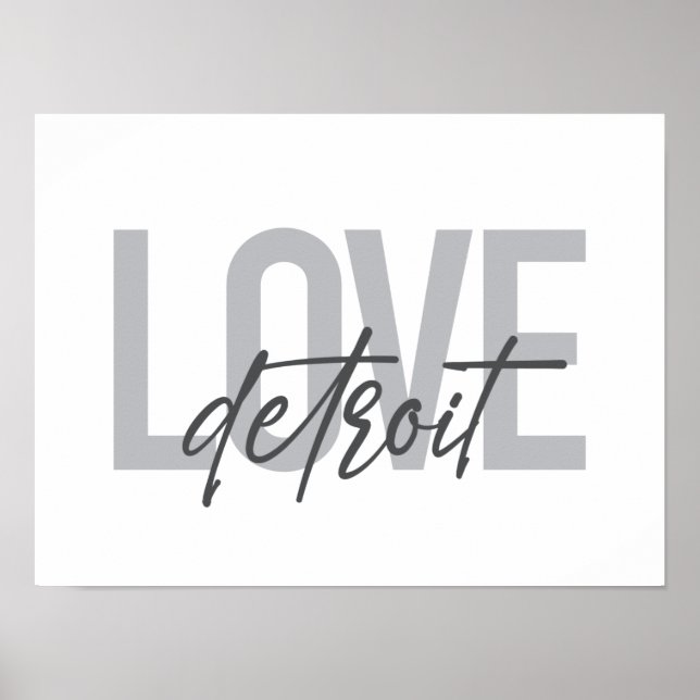 Modern, simple, cool, urban design Love Detroit Poster (Front)